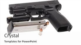  Presentation with puntero laser - Amazing PPT layouts having handgun equipped with a laser backdrop and a white colored foreground