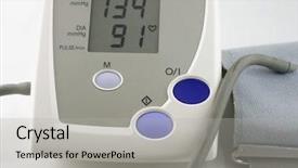  Presentation with blood pressure - Slide deck consisting of handheld portable blood pressure monitor background and a light gray colored foreground