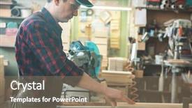  Presentation with cutting board - Theme with handi craft - carpenter worker cutting wooden board background and a coral colored foreground