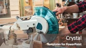  Presentation with welder worker welding and cutting - Amazing PPT layouts having handi craft - carpenter worker cutting wooden board backdrop and a tawny brown colored foreground