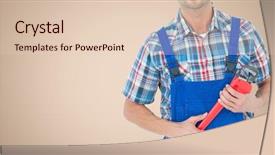  Presentation with craft - PPT theme consisting of handi craft - mid section of handy man background and a lemonade colored foreground