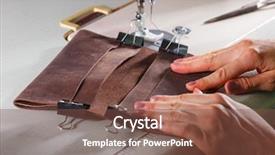  Presentation with embroidery craft - Audience pleasing slide deck consisting of handi craft - woman hand on sewing machine backdrop and a tawny brown colored foreground