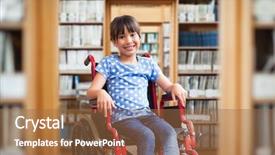  Presentation with handicap - Theme having handicap - cute disabled pupil smiling background and a coral colored foreground