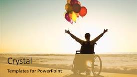  Presentation with handicap - Slides with handicap - handicapped man on a wheelchair background and a yellow colored foreground