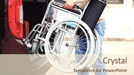 Presentation with handicap - PPT layouts featuring handicap - man loading wheelchair of handicapped background and a cream colored foreground