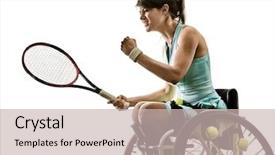  Presentation with handicap sport - Presentation theme enhanced with handicap - one caucasian young handicapped tennis background and a soft green colored foreground
