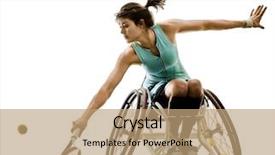  Presentation with handicap sport - Beautiful presentation theme featuring handicap - one caucasian young handicapped tennis backdrop and a coral colored foreground