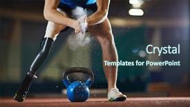  Presentation with handicap - PPT theme having handicap - paralympic competitor with handicapped leg background and a ocean colored foreground