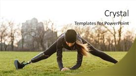  Presentation with handicap - Presentation design having handicap - photo of handicapped sportswoman background and a white colored foreground