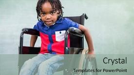  Presentation with handicap - Amazing PPT theme having handicap - portrait of elementary handicapped boy backdrop and a light gray colored foreground