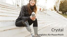  Presentation with handicap - Amazing presentation design having handicap - strong willed handicapped woman backdrop and a soft green colored foreground