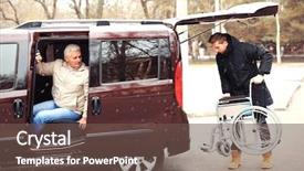  Presentation with handicap - Theme with handicap - young man loading wheelchair background and a tawny brown colored foreground