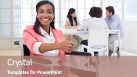  Presentation with handicap - Presentation theme consisting of handicap 3 - attractive businesswoman in wheelchair gives background and a coral colored foreground