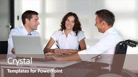  Presentation with handicap - Slide set having handicap 3 - businessman in wheelchair working background and a violet colored foreground