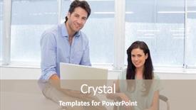  Presentation with young man holdng laptop on lap money - Amazing slide set having handicap 3 - businessman with laptop and businesswoman backdrop and a coral colored foreground