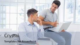  Presentation with handicap - Audience pleasing PPT theme consisting of handicap 3 - casual businessman in wheelchair talking backdrop and a  colored foreground