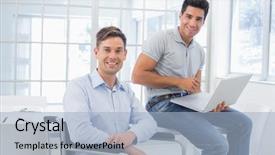  Presentation with handicap - Amazing presentation theme having handicap 3 - casual businessman in wheelchair working backdrop and a light blue colored foreground