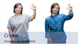  Presentation with collage - Cool new slides with handicap 3 - collage of down sydrome woman backdrop and a  colored foreground