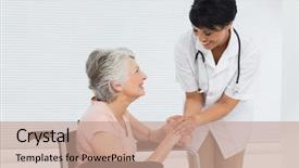  Presentation with female hospital patient - PPT layouts with handicap 3 - female doctor talking background and a  colored foreground