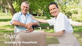  Presentation with handicap - Amazing presentation design having handicap 3 - woman with her mature father backdrop and a coral colored foreground