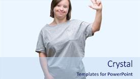  Presentation with down syndrome - Beautiful theme featuring handicap 3 - young adult woman with down backdrop and a sky blue colored foreground