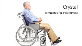  Presentation with design disabled kids - Presentation design consisting of handicap people - disabled senior man posing background and a white colored foreground