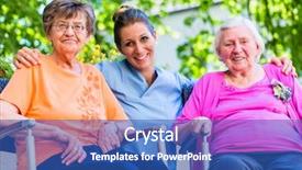  Presentation with geriatric - Theme featuring handicap people - geriatric nurse having chat background and a teal colored foreground