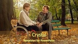  Presentation with wife - PPT layouts with handicap people - husband and handicapped wife spending background and a tawny brown colored foreground