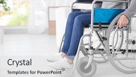  Presentation with wheelchair - Colorful slide deck enhanced with handicap people - woman in wheelchair indoors backdrop and a light gray colored foreground
