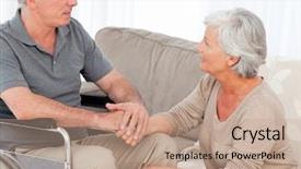  Presentation with handicap - PPT layouts featuring handicap people - woman with her husband background and a coral colored foreground