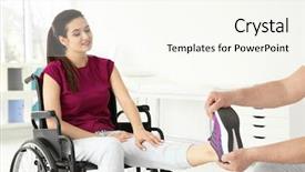  Presentation with rehabilitation - PPT theme having handicap people - young disabled woman with senior background and a cream colored foreground