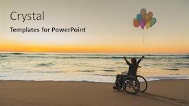  Presentation with wheelchair - Slide deck featuring handicapped-man-on-a-wheelchair background and a mint green colored foreground