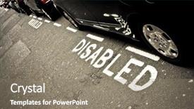 Presentation with parking lot - Presentation theme enhanced with disability car - handicapped parking lot reserved london background and a gray colored foreground