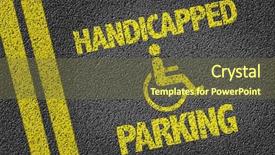  Presentation with road safety - Audience pleasing presentation design consisting of handicapped parking written backdrop and a tawny brown colored foreground