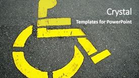  Presentation with symbol - Cool new PPT layouts with handicapped symbol on parking space backdrop and a gray colored foreground