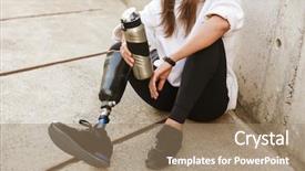  Presentation with bionic - Beautiful presentation theme featuring handicapped woman having bionic backdrop and a coral colored foreground