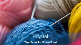  Presentation with handicraft - PPT layouts with handicraft and needlework concept - close up of knitting needles and balls of yarn background and a ocean colored foreground