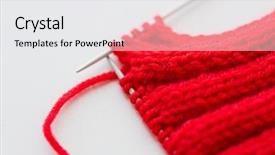  Presentation with handicraft - Colorful slides enhanced with handicraft and needlework concept - close up of hand-knitted item with knitting needles backdrop and a white colored foreground