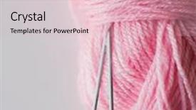 Presentation with handicraft - PPT layouts with handicraft and needlework concept - close up of knitting needles and ball of pink yarn on white background and a lemonade colored foreground