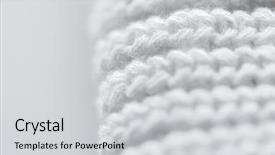  Presentation with handicraft - PPT layouts enhanced with handicraft knitwear and needlework concept - close up of white knitted item background and a light gray colored foreground