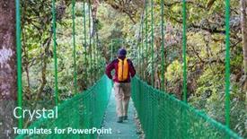  Presentation with central america - Colorful PPT theme enhanced with handing-bridge-in-green-jungle backdrop and a ocean colored foreground