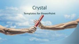  Presentation with track field - Presentation theme having handing off the baton background and a sky blue colored foreground