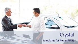  Presentation with car accidents - Slide set featuring handing over new car key background and a sky blue colored foreground