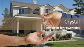  Presentation with new home - Slides consisting of handing over the house keys background and a coral colored foreground