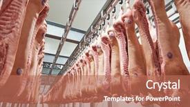  Presentation with butchery - PPT theme featuring handing sides in pork background and a coral colored foreground