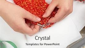  Presentation with handicraft - Cool new PPT theme with handiwork - girl knitting a scarf top backdrop and a white colored foreground