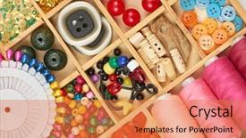  Presentation with handicraft - Slide deck with handiwork - set of accessories and jewelry background and a coral colored foreground