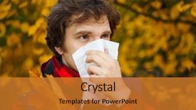  Presentation with influenza vaccine - Presentation theme consisting of handkerchief vaccine against influenza virus background and a gold colored foreground