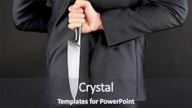  Presentation with knife attack - Theme with slayer - businessman holding knife behind his background and a  colored foreground
