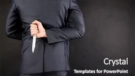  Presentation with christian back grond - Cool new slides with slayer - businessman holding knife behind his backdrop and a  colored foreground